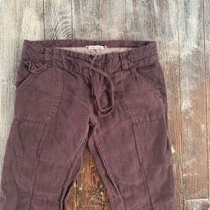 ANTHROPOLOGIE BROWN LINEN PANTS